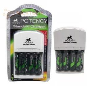 CARREGADOR DE PILHAS COM 4 PILHAS POTENCY TB-08-0958