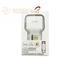 CARREGADOR RAPIDO KAIDI KD-605S V8  2USB 2.4A