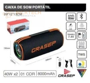 CAIXA DE SOM BLUETOOTH GRASEP D-G322 40W (R#)