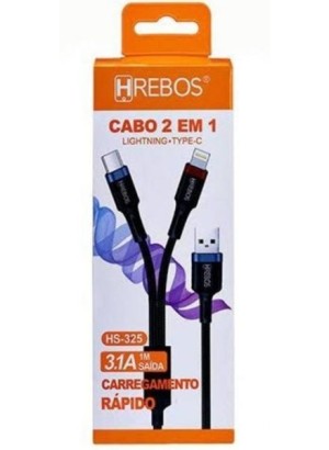 CABO 2 EM 1 PARA IOS/TIPO C HS-325 (R#)