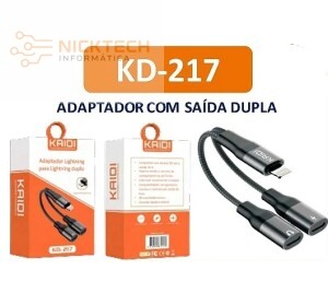 ADAPTADOR OTG LIGHTNING PARA LIGHTNING DUPLO KAIDI KD-217