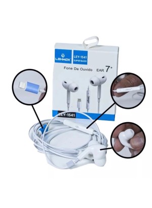 FONE DE OUVIDO COM FIO ENTRADA LIGHTNING LEHMOX LEY-1541