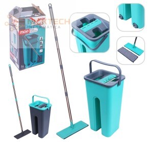 MOP FLAT TIRA PÓ MULTIUSO COM BALDE MOPWASH REFIL EXTRA MICROFIBRA